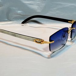 New Cartier Gold White Buffalo Horn Glasses