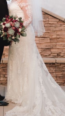 Galina Signature Long sleeve illusion lace wedding dress SWG762