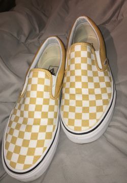 Slip on yellow checkered vans