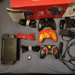 Nintendo Switch With Pro Controllers And Game