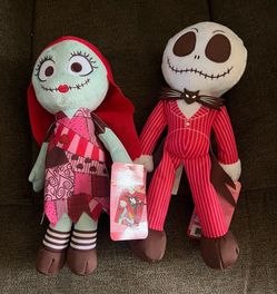 Jack Skellington And Sally Valentines Day plushies new