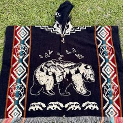 Grizzly Bear Adult Size Alpaca Poncho