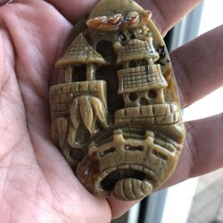 Natural Chinese nephrite Hand carved landscapes pendant