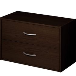 ClosetMaid 2 Tier Stackable Wooden Drawer Storage Organizer With Handles