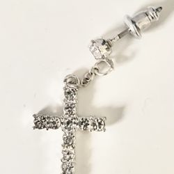 Silver Cross Earring With Stud