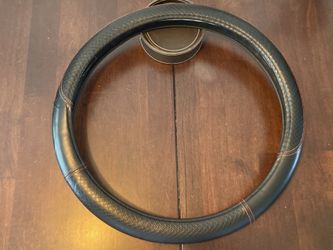 Leather steering wheel cover