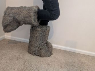 Gray Faux Furry Boot Covers