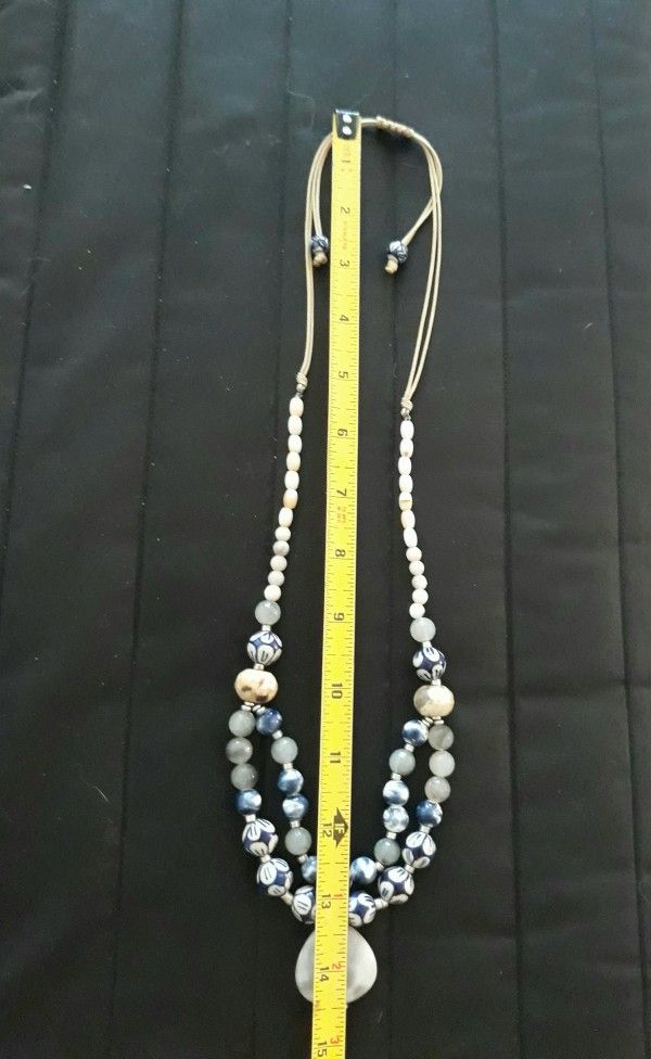 Artisan Made Double Strand Delft Bead Necklace - Beach Boho Vibes
