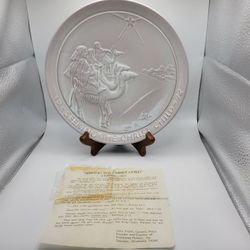 Vintage Frankoma Pottery Plate "Seeking The Christ Child" 1972 Original Papers 