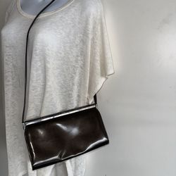 Stuart Weitzman Womens Snap Closure Shoulder Handbag Solid Brown Size Medium