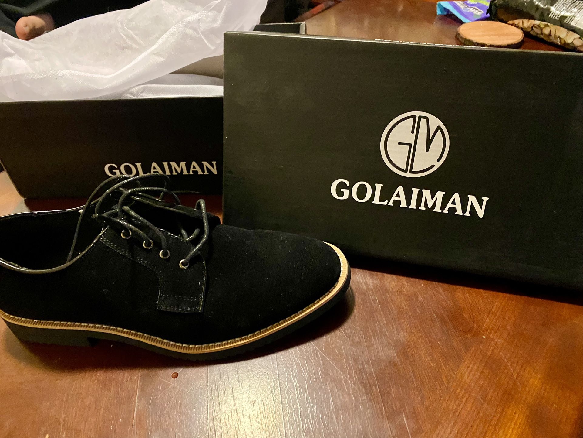 Golaiman Suede Black Dress Shoes Sz 9.5