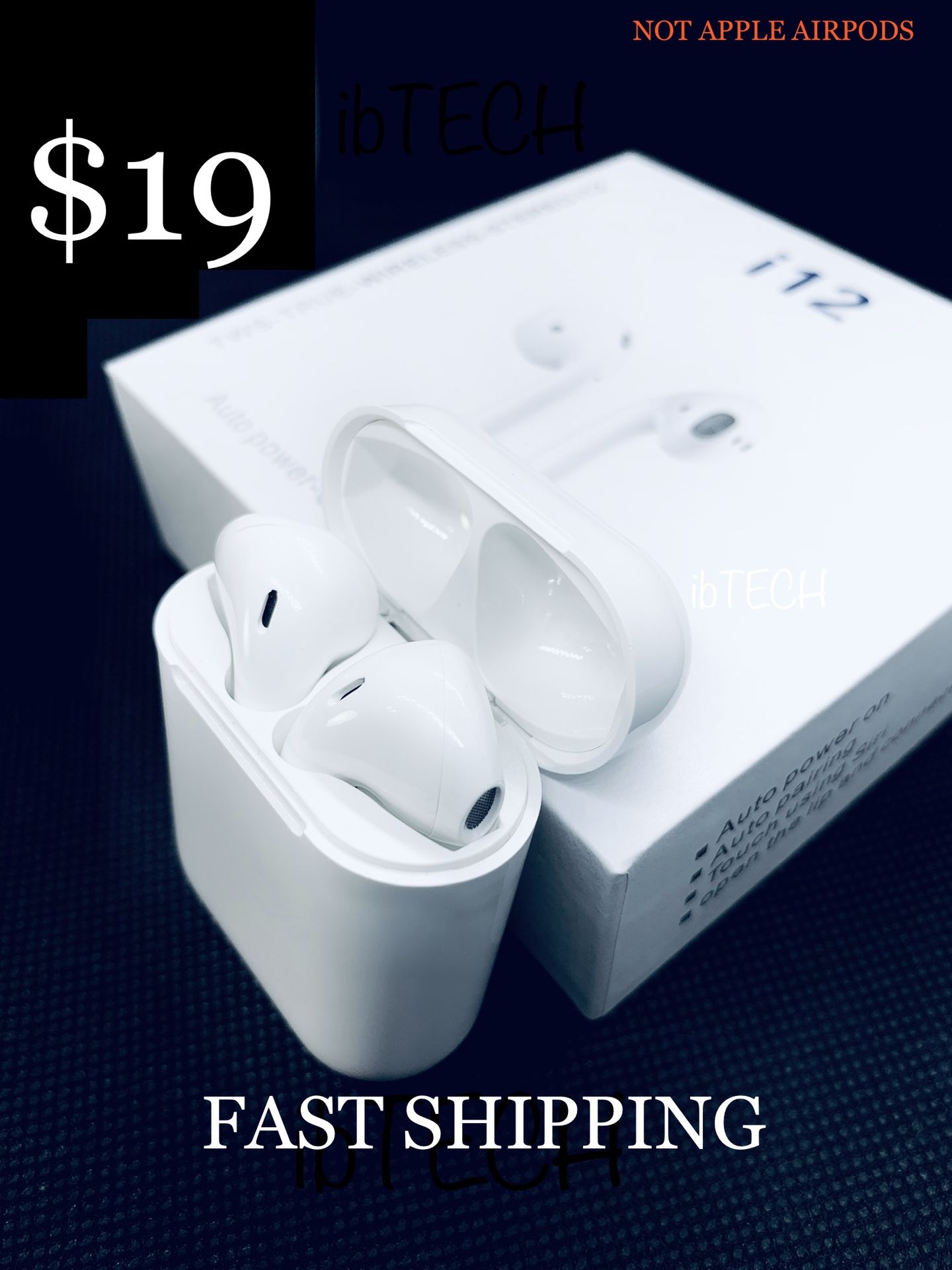 Bluetooth 5.0 Earbuds i12 TWS Headphones for iPhones, Samsung, airpods and any Wireless device