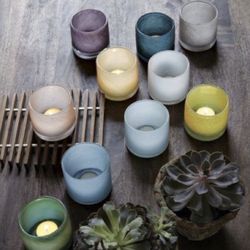 West Elm glass tealight holders set of three
