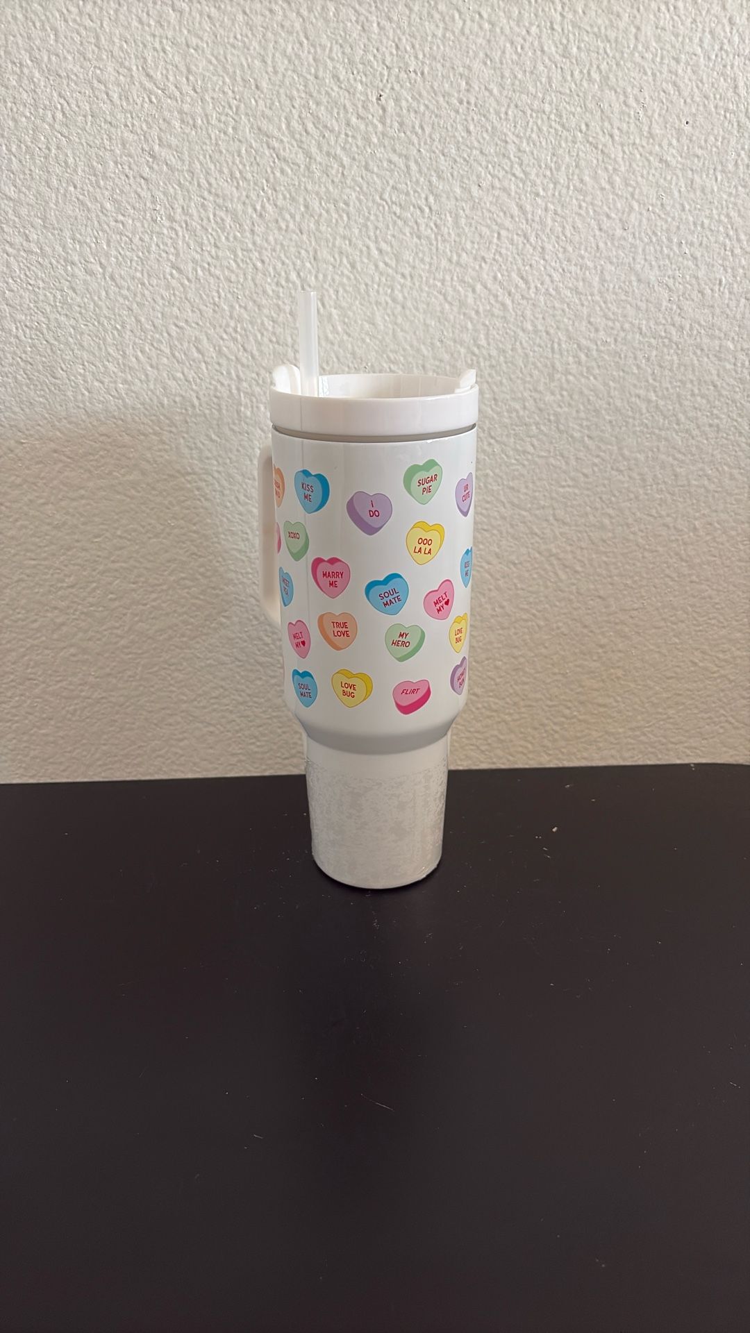 Sweethearts Tumbler, 40oz Stainless Steel Insulated, Cute Candy Hearts