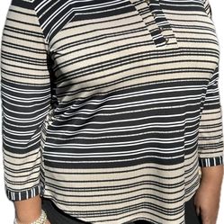 Striped Blouse and Slacks Set