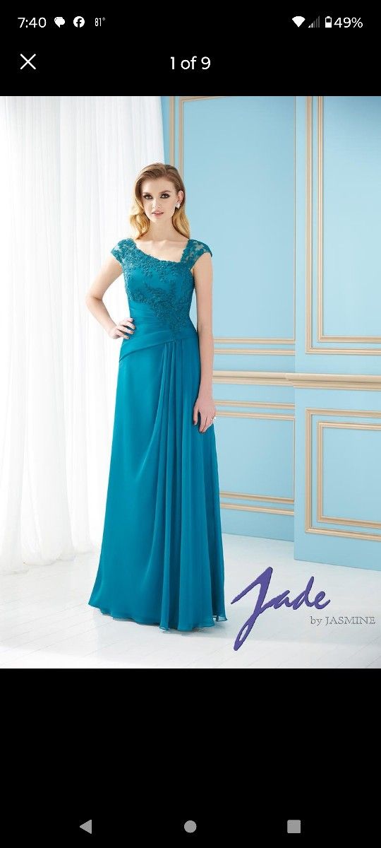 Jade by Jasmine Prom, Bridesmaid, Mother of the Bride, Evening Wear Dress Size 2 - Teal