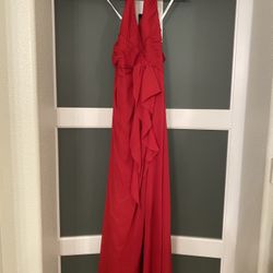 David’s Bridal Red Halter Bridesmaid Dress