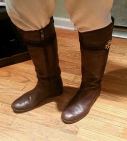 Tory Burch Brown Leather Knee-High Riding Boots