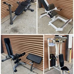 Gym Fitness Dumbbell Olympic Weight Plate Bar Power Squat Rack Bench Extension Chest Rower Rogue Treadmill Bike Functional Trainer