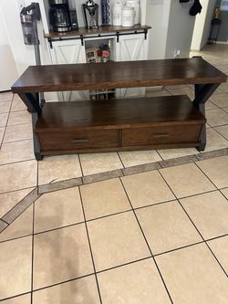 Wood and Metal TV Stand with Drawers