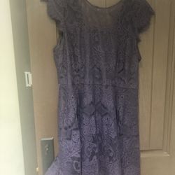Evening Dress Lace Purple Color Above Knee Length With Tag 