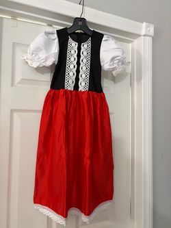 Girls Red Riding Hood Fairy Tale Hooded Dress Costume w/ Cape & Apron SZ 6