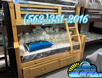 Twin full full natural bunk bed with mattresses colchones nuevos new