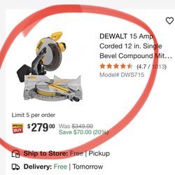 DEWALT 11inch corded MITTER SAW