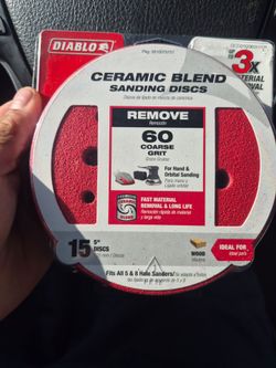 Diablo 5" 60 Grit Ceramic Sanding Discs 15-Pack