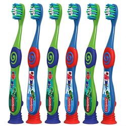 $16 Colgate PJ Masks Toothbrush for Toddlers & Little Children with Suction Cup Kids 2-5 Years Old Extra Soft Pack of 4