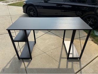 Black Computer Desk with Storage Shelves