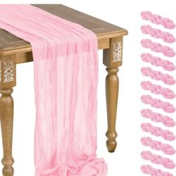 10 ft. Rose Gold Cheesecloth Table Runner Boho Gauze Rustic Sheer New (12 pack)