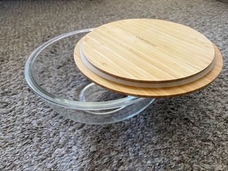 Crate & Barrel mixing bowl with bamboo lid