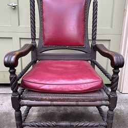 Gothic Revival Carved Wood Armchair, antique 