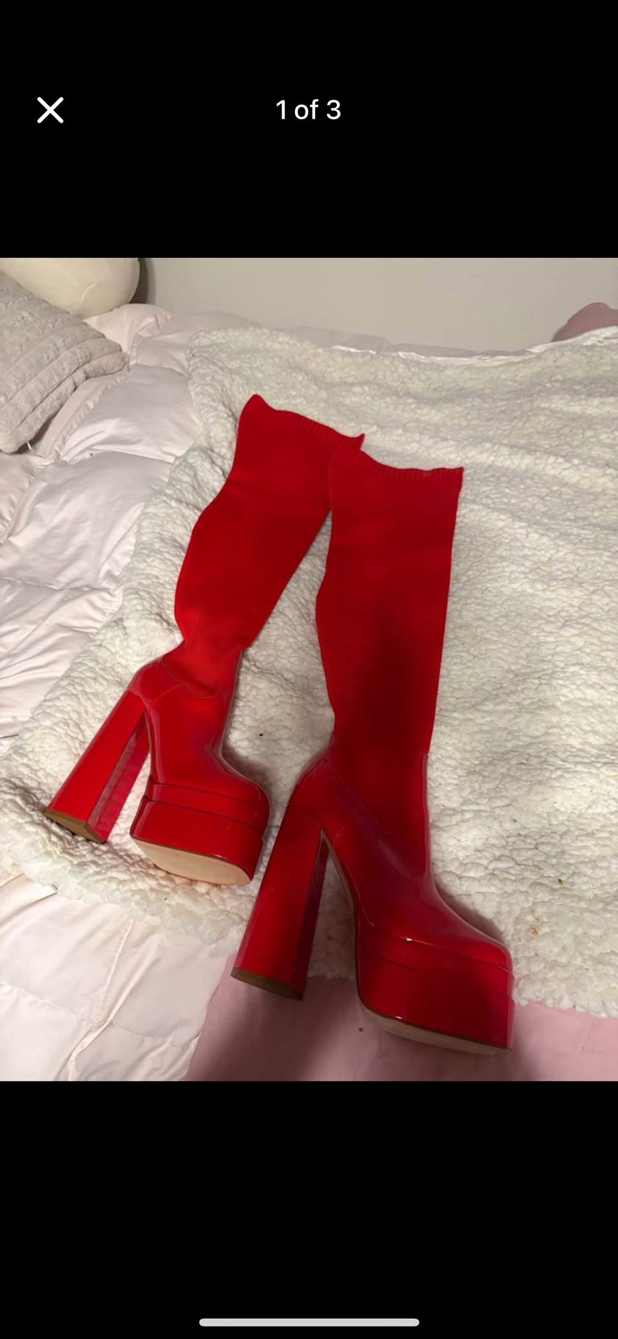 Red thigh high boots- size 8