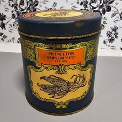 Vintage Princeton, Indiana Popcorn Company Est. 1885 w/Gold Elegant Design Tin
