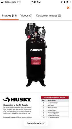 Husky air compressor out of box. $495 if sold by EOD August 4, 2026!!!