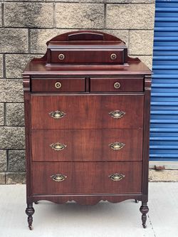 antique 6 drawer highboy chest