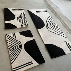 Wool Abstract Area Rugs Set Of 3 