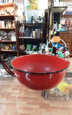 Vintage Red Enamelware Batter Bowl- Located In Shelton 