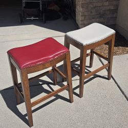 Bar Stool- Wood and Vinyl