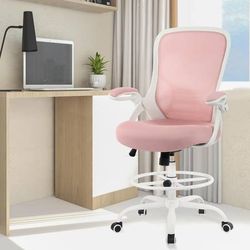 Pink Adjustable Height Office Chair - Drafting Chair