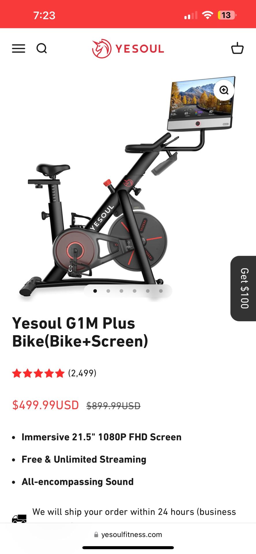 Yesoul fitness bike with screen