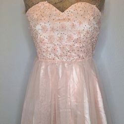 Flower and Sequin Bodice Satin Tulle Dress