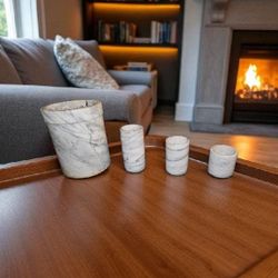 Marble Candle Holders Set
