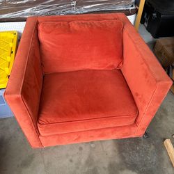 Modern Accent Chair – Comfortable, Soft Cushion – Red/Orange