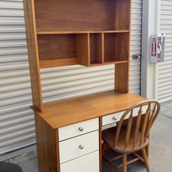 Solid Wood Desk With Hutch And Chair
