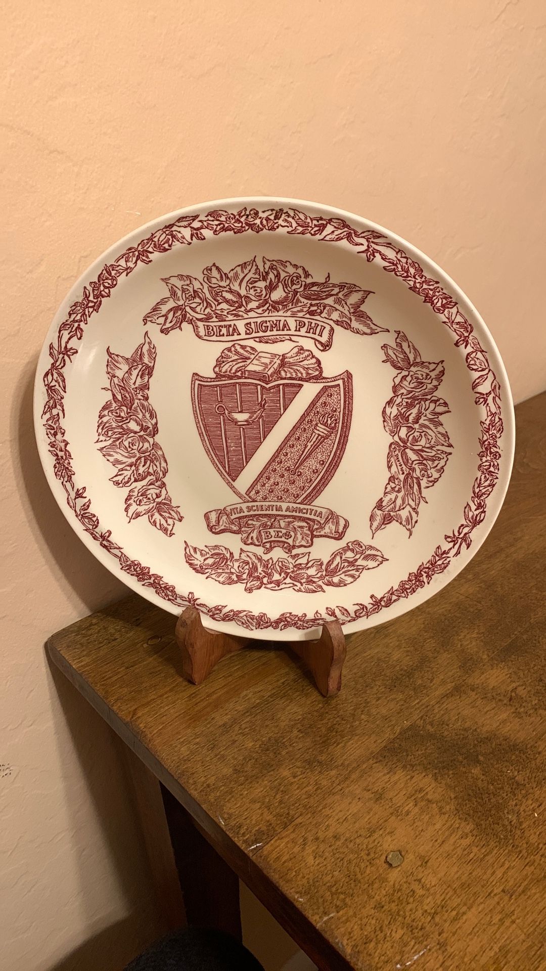 Vintage Collector Plate Beta Sigma Phi. Mint