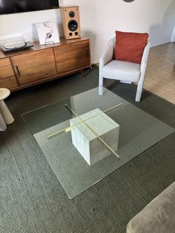 Vintage Artedi Travertine & Brass Coffee Table 1970 Mid Century Modern