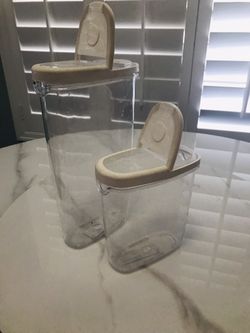 Ikea food jar with lid, clear/white.